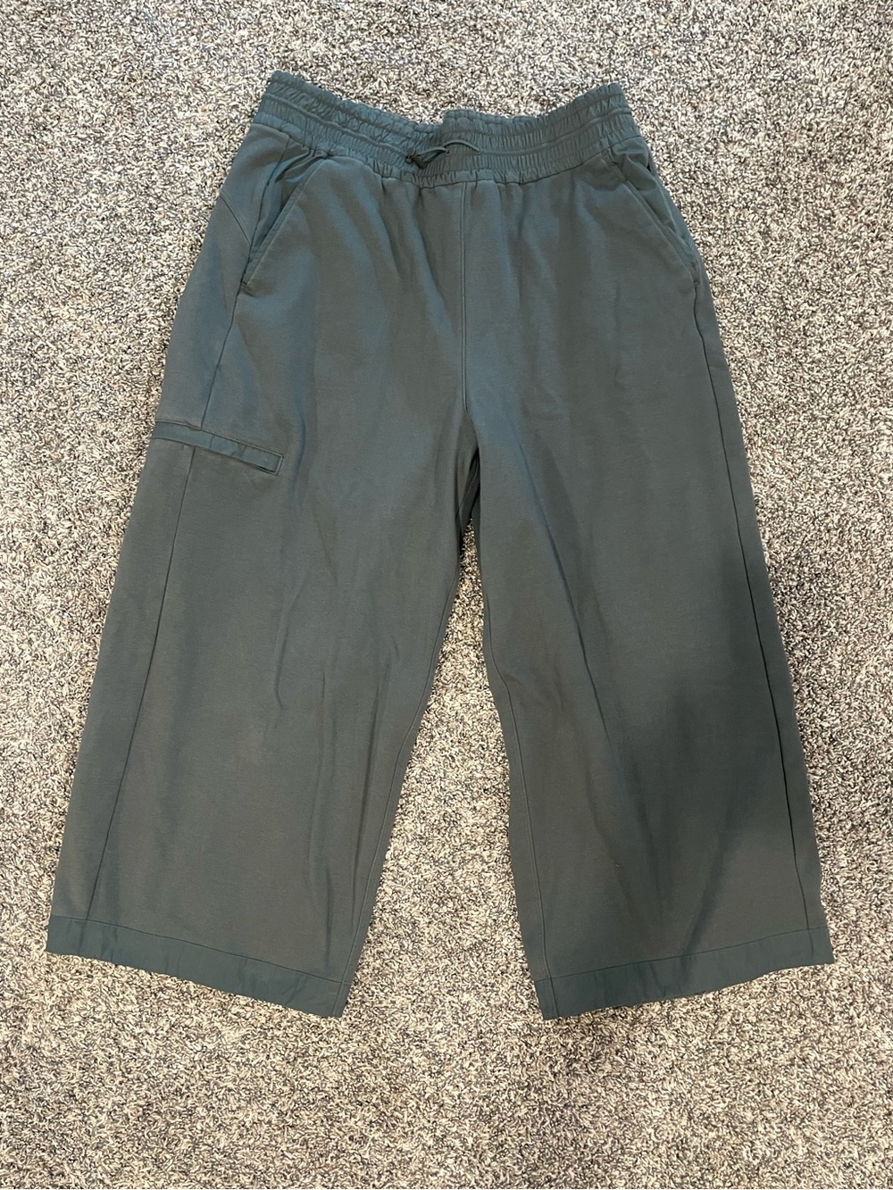 Athleta Wide-Leg Drawstring Sweatpants in Deep Green